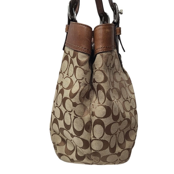 Coach Soho Large Signature Pleated Tote Brown Tan - Picture 3 of 10